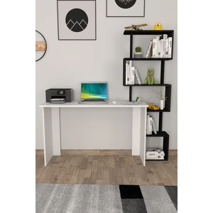 Yakamoz Kitaplıklı Çalışma Masası Beyaz Siyah