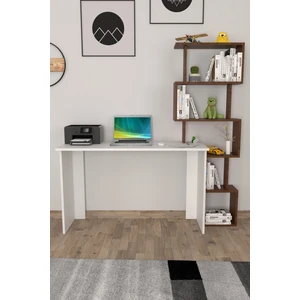 Yakamoz Kitaplıklı Çalışma Masası Beyaz Ceviz