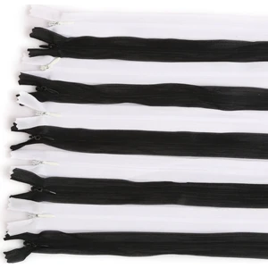 Koza Fermuar Siyah Beyaz 60 cm Gizli Fermuar 10'lu