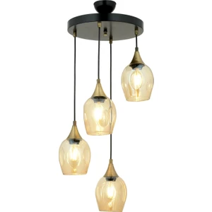 AVONNI AV-65234-4T-BSY Siyah Boyalı Modern Avize E27 Metal Cam 40cm