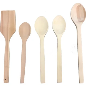 Ahşap Tahta 4 Kaşık 1 Spatula