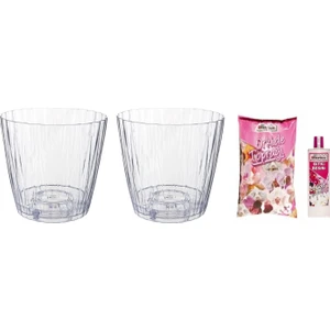 Emek Dekoratif 2 Adet 1.6 lt Elmas Saksı1 Tane Orkide Toprağı ve Bitki Besini