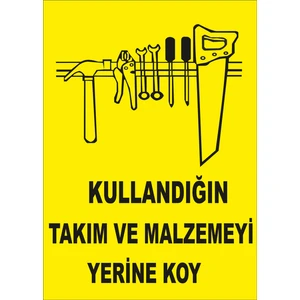 Kullandığın Takım ve Malzemeyi Yerine Koy Levhası