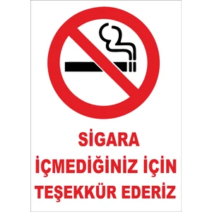 Sigara Içmediğiniz Için Teşekkür Ederiz Levhası