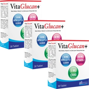 3 Adet Vitaglucan+ 30 Tablet | Beta Glukan + Vitamin C + Çinko