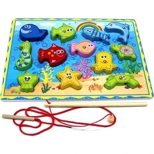 12’li Ahşap Balık Tutma ve Ipe Dizme Eğitici Beceri Oyunu