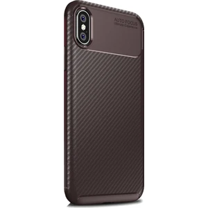 Smart Tech Apple iPhone x Karbon Desenli Negro Silikon Kılıf Kahverengi