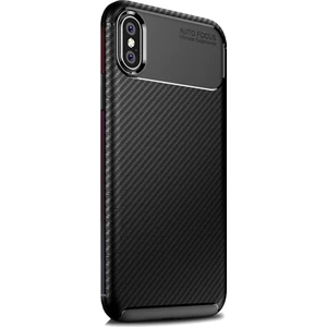Smart Tech Apple iPhone Xs Max Karbon Desenli Negro Silikon Kılıf Siyah
