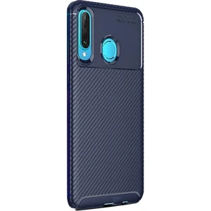 Smart Tech Huawei P30 Lite Karbon Desenli Negro Silikon Kılıf Lacivert