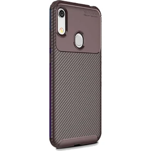 Smart Tech Huawei Y6 2019 Karbon Desenli Negro Silikon Kılıf Kahverengi