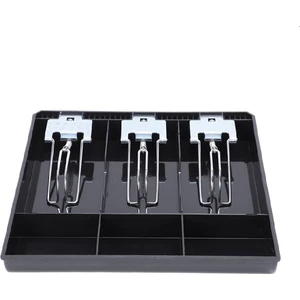 Metal Mandallı Çekmece Içi Para Düzenleyici 3 Banknot Bölmeli Para Çekmecesi Içi Siyah 24,5x24,5x3,5 cm