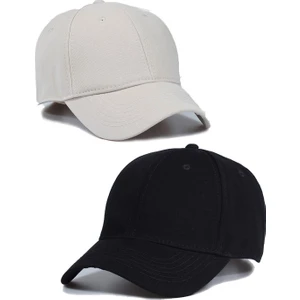 Şapka 2'li Takım Krem ve Siyah Unisex   Şapka Takımı