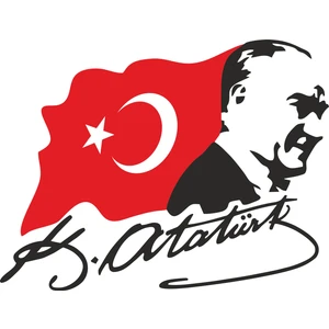 Mustafa Kemal Atatürk Gazi Başbuğ ve Türk Bayrağı Sticker 00388