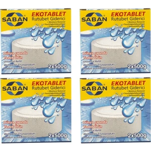 Saban nem Alıcılı ve Rutubet Giderici Yedek Tablet  2X500 gr Naturel 4'lü Paket