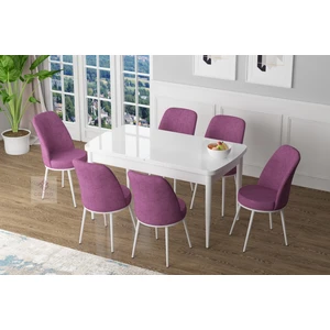 Concept Zen Serisi Mdf Açılabilir Mutfak Masası Takımı-Yemek Masası Takımı Beyaz Masa+6 Sandalye