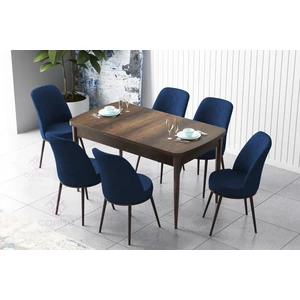Concept Zen Serisi Mdf Barok Ahşap Desenli Açılabilir Mutfak Masa Takımı + 6 Sandalye