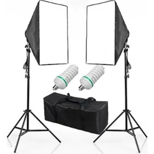 50x70CM Softbox Ikili Sürekli Işık Seti Çiftli Lambalı Çantalı