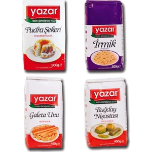 500 gr Pudra Şekeri + 500 gr İrmik + 400 gr Galeta Unu + 400 gr Buğday Nişastası