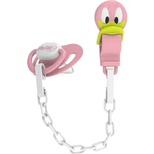 Pembe Ördek Figürlü Emzik Askısı & Damak Emzik 18+ Ay