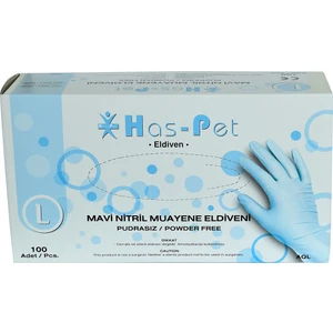 Has-Pet Pudrasız Mavi Eldiven Büyük Boy (L) 100'lü Paket
