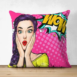 Çift Taraflı Pop Art Resimli Dijital Baskılı Dekoratif Süet Yastık Kırlent Kılıfı