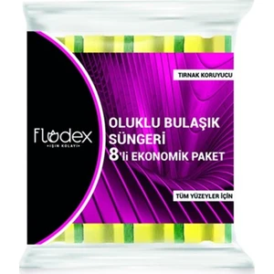 Ekstra Güçlü Yeşil Oluklu Sünger 8 Li