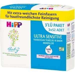 Ultra Sensitive Yenidoğan Temizlik ve Bakım Mendilleri (3 x 52)