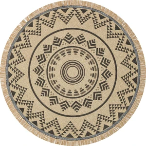 Eko Halı Brooklyn Brk 08 Siyah Hasır Dokulu Renkli Dokuma Yuvarlak Kilim