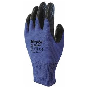 Nitril Poly Pnzebra 9 Beden Mavi Siyah  Eldiven 12'li