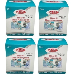 Ds Sağlık DS04 Steril Gazlı Bez Kompres Spanç 7.5 x 7.5cm 400'lü