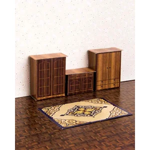 Maket Ahşap Dolap ve Çekmece/halı Set 1-50 Ölçek
