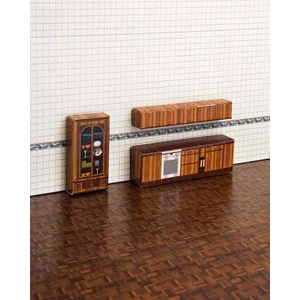 Maket Mutfak Dolabı/ahşap Camlı Raflı Dolap 1-50 Ölçek