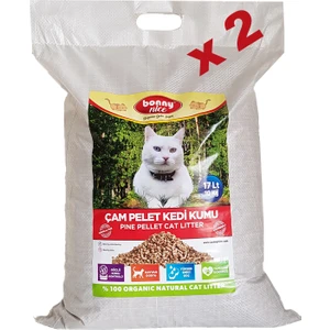 Bonny Nice Doğal Kedi Kumu Çam Pellet 10 kg 20 L x 2 Paket