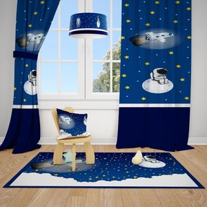 Talia Home  Astronot Uzay Spacex Çocuk ve Bebek  Odası Fon Perdesi 2 Kanat TLA-150