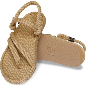 Nomadic Republic Cancun Kauçuk Tabanlı Kadın Halat Sandalet - Bej