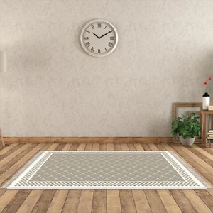 Alanur Home Alanur Yıldız Kaymaz Deri Tabanlı Saçaklı Yıkanabilir Dijital Halı Camel