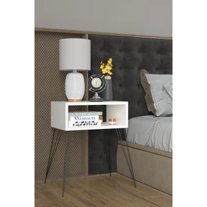 Elit Metal Ayaklı Komodin - Beyaz