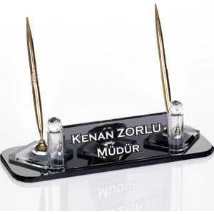 İsimlik Sepeti Kişiye Özel Ege Kristal Masa İsimliği  Ofis Masaüstü İsimlik