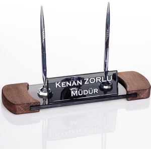 İsimlik Sepeti Kişiye Özel Royal Kristal Masa İsimliği  Ahşap Ofis Masaüstü İsimlik - Gümüş