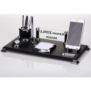 İsimlik Sepeti Lotus Masa İsimlik Seti Deri Ofis Masa İsimliği