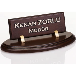İsimlik Sepeti Kişiye Özel Oval Ahşap Masa İsimliği Kabartma Yazılı Masa İsimlik