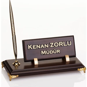 İsimlik Sepeti Kişiye Özel Metal Ayaklı Ahşap Masa İsimliği Tek Kalemli Masa İsimlik
