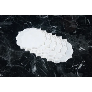 Caka Home  6'lı Kokteyl Peçetesi Nakışlı Oymalı Keten Efektli Krem Renkli