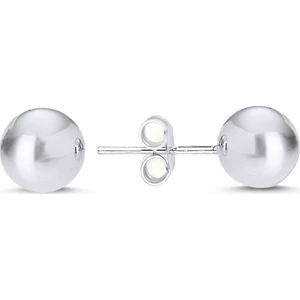 Gümüş Takı Dünyası Rodyum Kaplama 7 mm Sade Top Gümüş Kadın Küpe