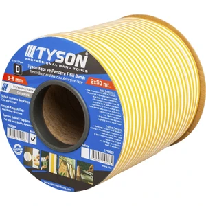 Kupa Tyson Kapı ve Pencere Fitil Bandı 9x6 mm 2X50= 100- Metre Beyaz