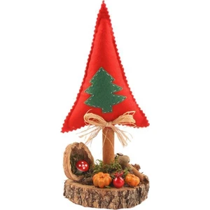 Çırpan Ev Kırmızı Yeşil Çam Ağacı Kütük Dekor 25CM