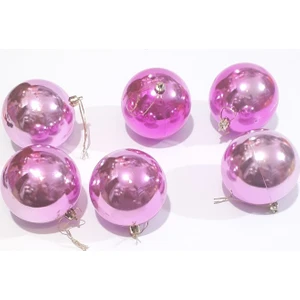 Fun World Yılbaşı Yeni Yıl Süsü Çam Ağacı Süs Top 8 cm 6'lı Pembe