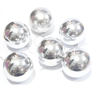 Fun World Yılbaşı Yeni Yıl Süsü Çam Ağacı Süs Top 8 cm 6'lı Gümüş