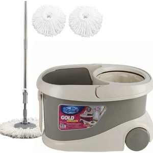 İkra Home Spin Mop Gold Tekerlekli Temizlik Seti Gri +2 Yedek Mop 20 Lt