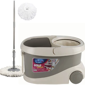 İkra Home Spin Mop Gold Tekerlekli Temizlik Seti Gri +1 Yedek Mop 20 Lt